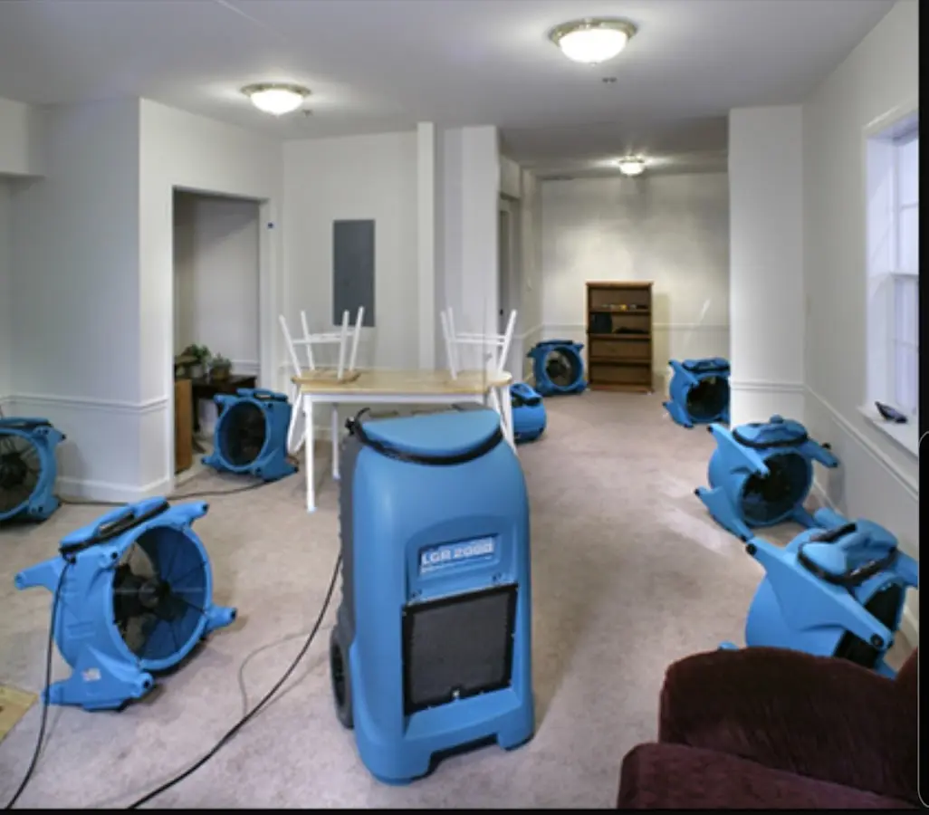 Air movers and dehumidifier setup for Water Extraction & Removal in Aubrey